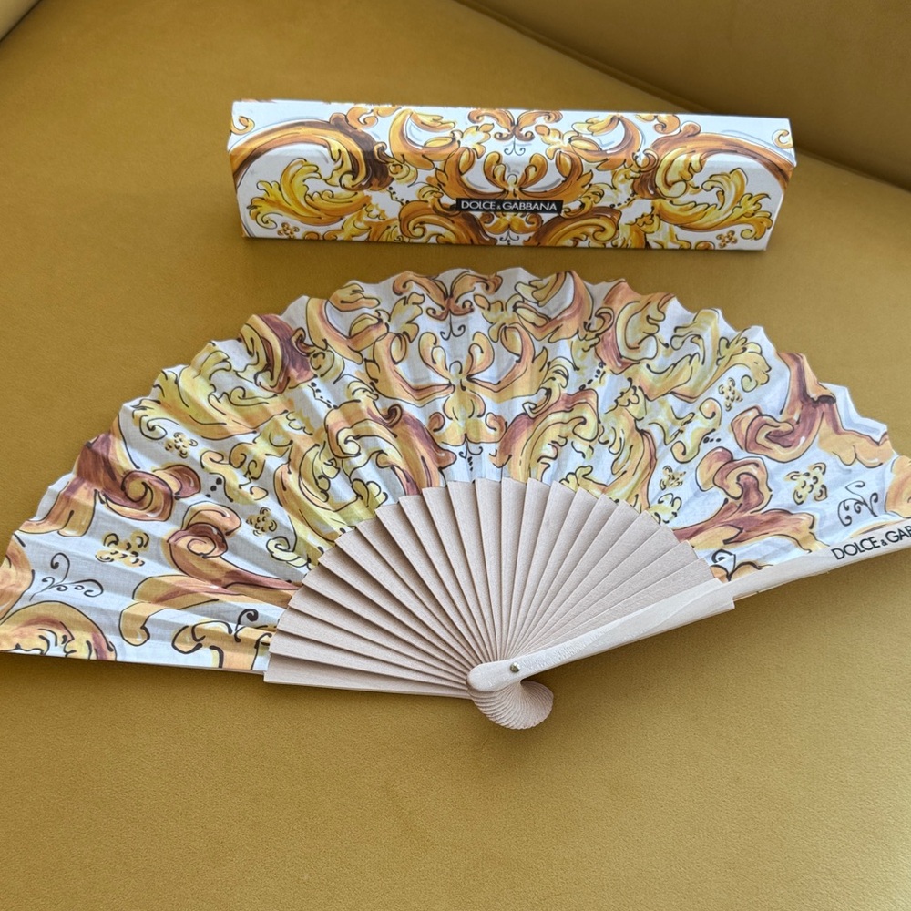 Dolce & Gabbana Gold and Cream Ornate Fan